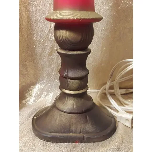 Vintage Pair 1960's Blow Mold Plastic Christmas Candle Holder Flame Bulb READ - Picture 5 of 16